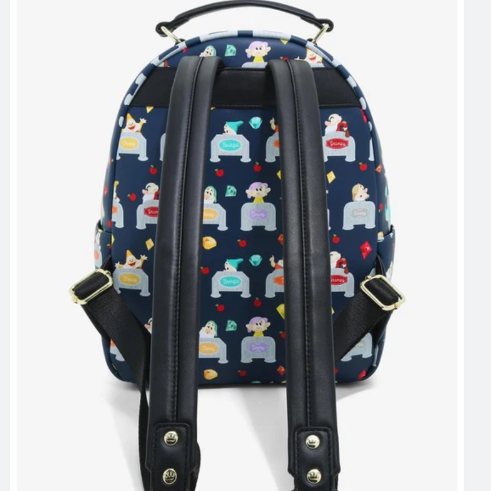 Loungefly x Disney Snow White & 7 Dwarfs Beds Backpack Shoulder Bag Purse NWT - Picture 10 of 14